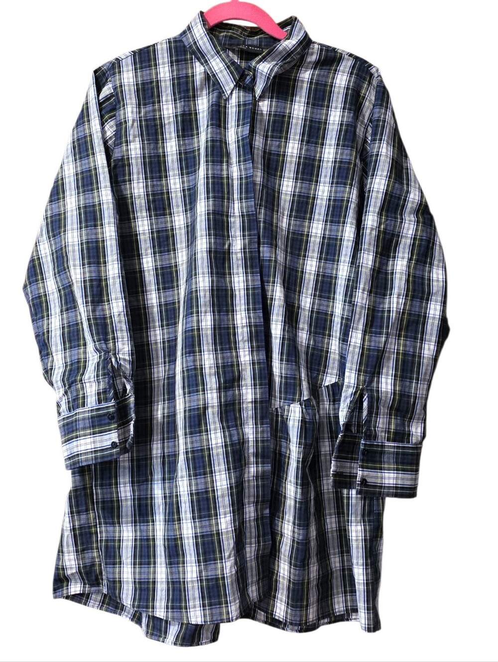 Zara Large Plaid Long Sleeve Shirt Dress